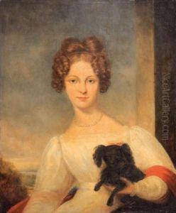 Portrait De Dame Au Chien by George Henry Harlow