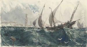 Xebecs in the Mediterranean before a lighthouse thumbnail
