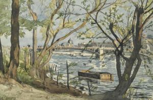 Le Pont Du Carrousel Sur La Seine by Henri-Joseph Harpignies