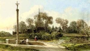 Figures by a monument by William Wyld