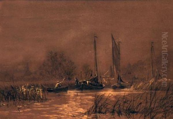 Broads Scene With Sailing Boats - view 1