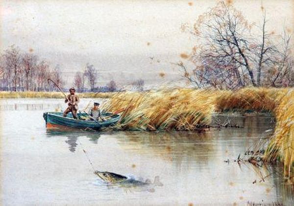 Anglers Fishing From A Rowing Boat - view 1