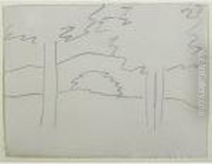Untitled Landscape With Four Trees by Marsden Hartley