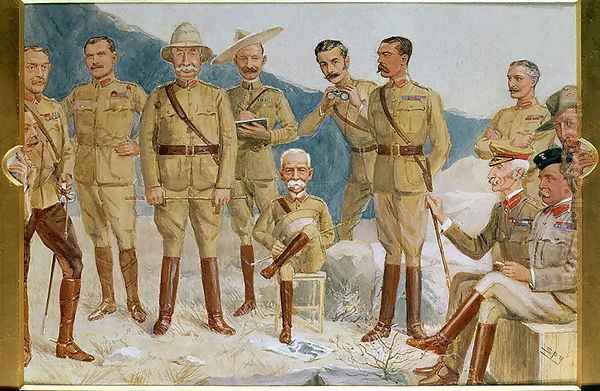 Cartoon of British leaders in the Boer War, Field Marshal Sir Frederick Sleigh Roberts (1832-1914) With His Boot on a Portrait of Paul Kruger (1825-1924) Cartoon of British leaders in the Boer War - view 1