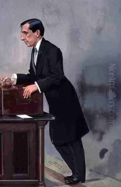 Painting for a Vanity Fair Spy cartoon of Arthur Lee (1868-1947) at the dispatch box in the House of Commons - view 1