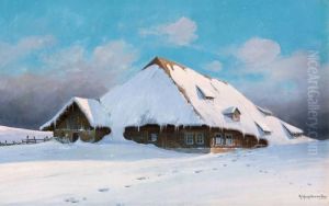 Black Forest Farmhouse In The Glow Of The Sunset by Karl Hauptmann