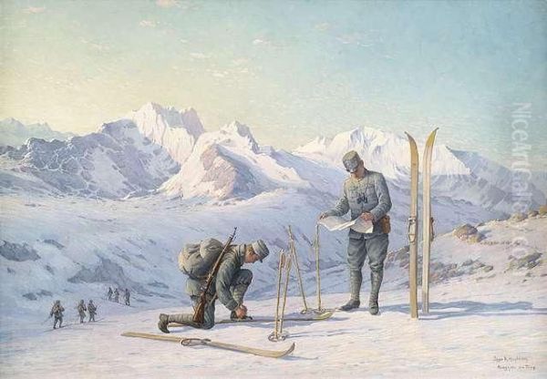 Feldjager In Verschneiter Hochgebirgslandschaft - view 1