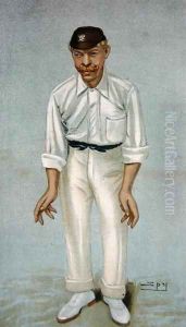 Bobby, caricature of the cricketer Robert Abel, published 5th June 1902 in Vanity Fair by Leslie Mathew Ward