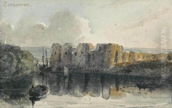 Caernarvon Castle Viewed From The Menai Strait - view 1