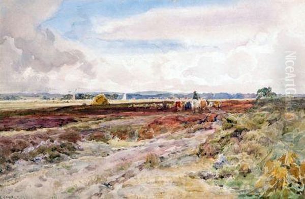 Drover And Cattle In Landscape - view 1