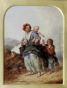 Mother And Daughter On A Country Road by John Haynes-Williams