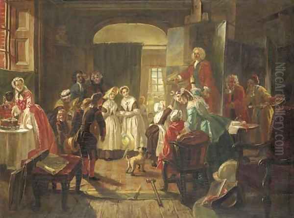 Hogarth's studio, 1739. Holiday visit of foundlings to view the portrait of Captain Coram - view 1