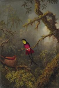 Nesting Crimson Topaz Hummingbirds by Martin Johnson Heade