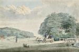 Two Scenes Of Horse-drawn Carriages In Parkland Landscapes (one Illustrated) by Thomas Hearne