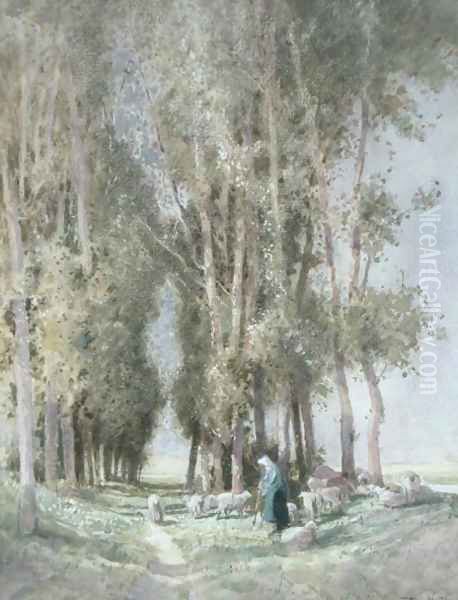 A Shepherdess and her Flock, Holland - view 1
