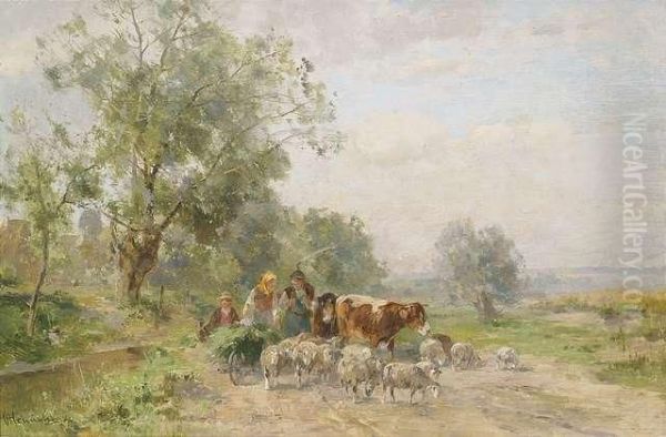 Bauernfamilie Mit Ihrer Herde - view 1
