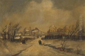 L""arrivee Au Village by Gustave Helinck