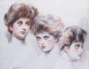 Trois Portraits D'yvonne Avollee by Paul Cesar Helleu