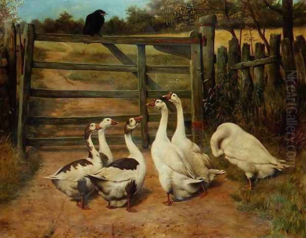 The Sermon - A Raven Addressing a Gaggle of Geese - view 1