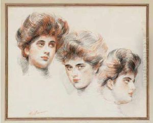 Trois Portraits D'yvonne Avollee by Paul Cesar Helleu