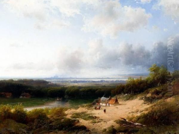Boerderij In Duinlandschap Met De Stad Haarlem Aan De Horizon - view 1