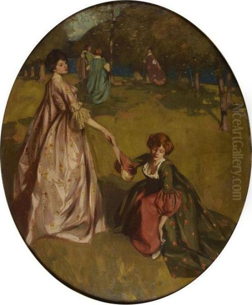 Elegant Women In A Wooded Landscape - view 1