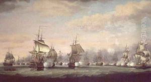 Comte de Grasse's action at Frigate Bay, St. Kitts, 26th January 1782, against Sir Samuel Hood by Thomas Whitcombe