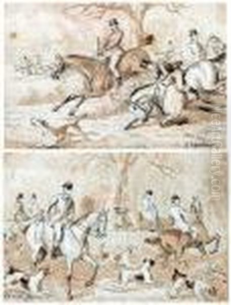 Wash Drawings Hunting Scenes - view 1