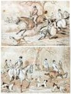 Wash Drawings Hunting Scenes by Edward Benjamin Herberte