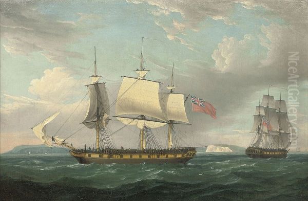 A Merchantman in Two Positions off the South Coast - view 1