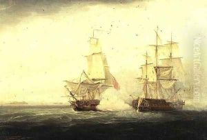 The Crescent and the Reunion off Cherbourg in October 1793 by Thomas Whitcombe