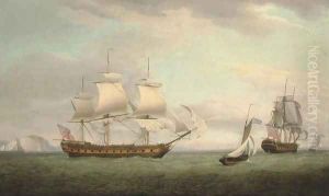 The East Indiaman Pitt in two positions off the Needles, Isle of Wight