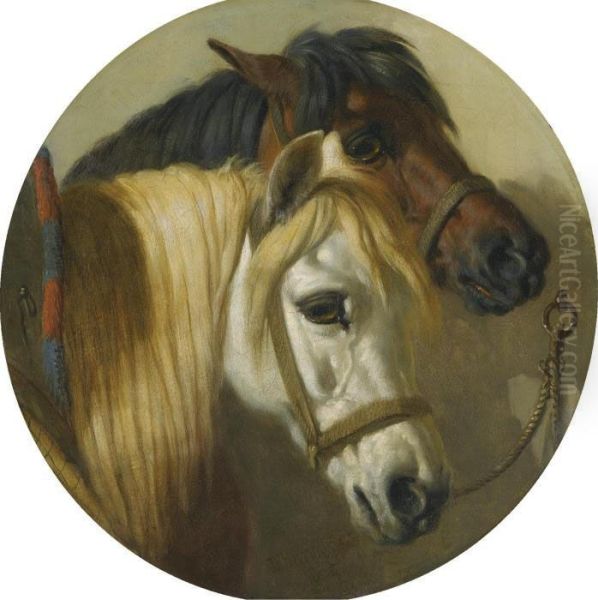"good Friends"; A Study Of Two Horses In A Stable - view 1