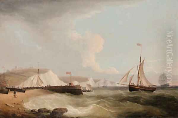 A Mail-Cutter, men-o'-war and other vessels below Dover Castle - view 1