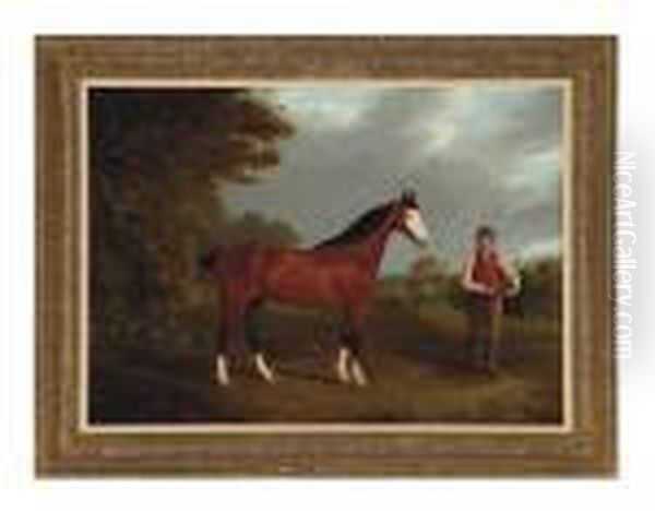 The Racehorse Whiteface With Groom J. Gilham - view 1