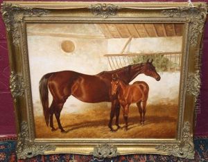 Beeswing And Foal by John Frederick Herring Snr