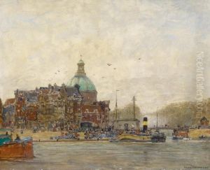 Canal View Of Amsterdam by Hans Herrmann