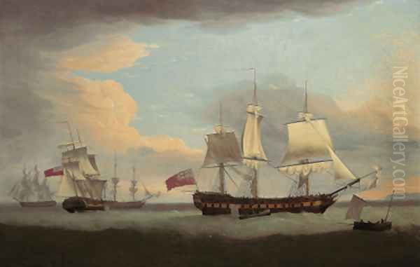 The East Indiaman Hindostan in company with Indian Trader, Ewretta and Nancy, ships employed in the Canada trade - view 1