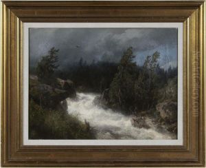 Raging River Landscape by Herman Herzog