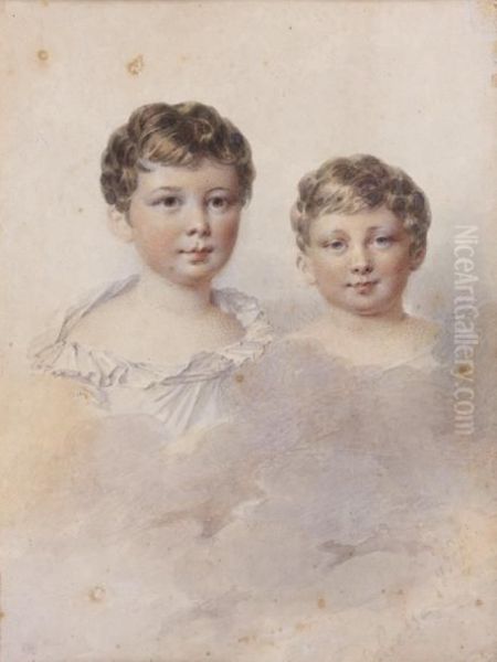 Portrait De Deux Enfants De La Famille De Damas - view 1