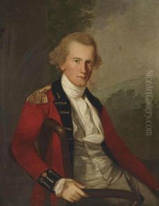 Portrait Of A Gentleman, 
Three-quarter-length, Seated, In A White Waistcoat And A Red Coat, In A 
Landscape