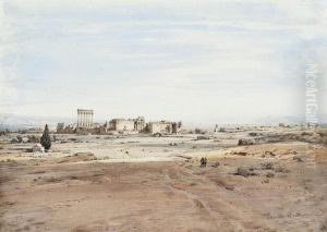 A View Of Baalbek In The Lebanon by Eduard Hildebrandt