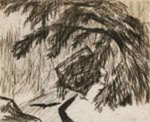Alvlandskap Med Svart Fagel by Carl Fredrik Hill