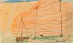 Segelbat Och Elefant Vid Fjarran Strand - Nebudcadnesar