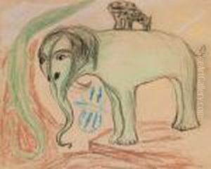 Elefant, Krokodil, Hyena Och Fjaril by Carl Fredrik Hill