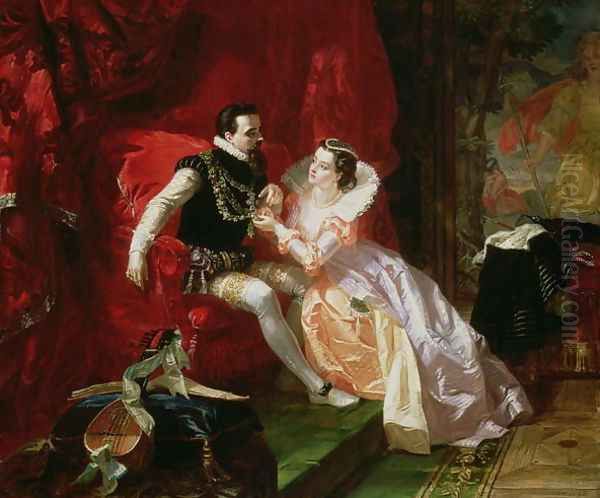 Leicester and Amy Robsart at Cumnor Hall, 1866 - view 1