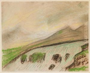 Alvlandskap Med Berg by Carl Fredrik Hill
