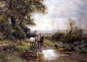 Horses by a Stream by Ernest Albert Waterlow