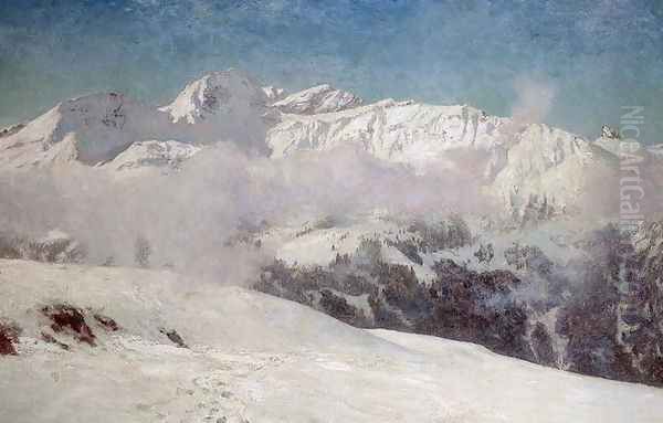 Early Morning Mist in the Mountains, Shilthorn - view 1