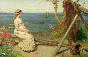 Mending the Nets, Newlyn, Cornwall, 1882 by Ernest Albert Waterlow